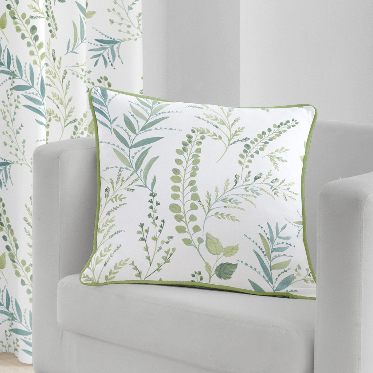Fusion Fernworthy Cotton Cushion Cover Green 43cm x 43cm 2