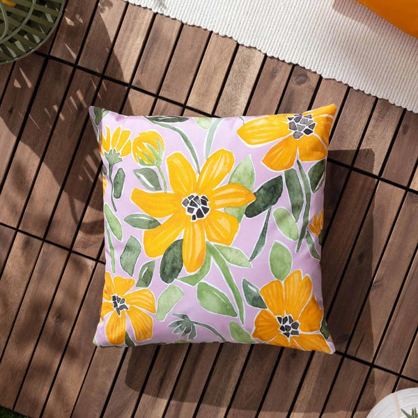 Flowers Outdoor Cushion Cover Lilac + Orange