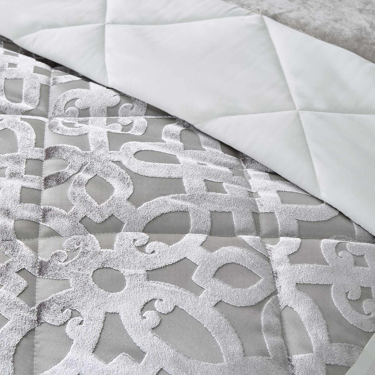 Lattice Cut Velvet Bedspread by Catherine Lansfield