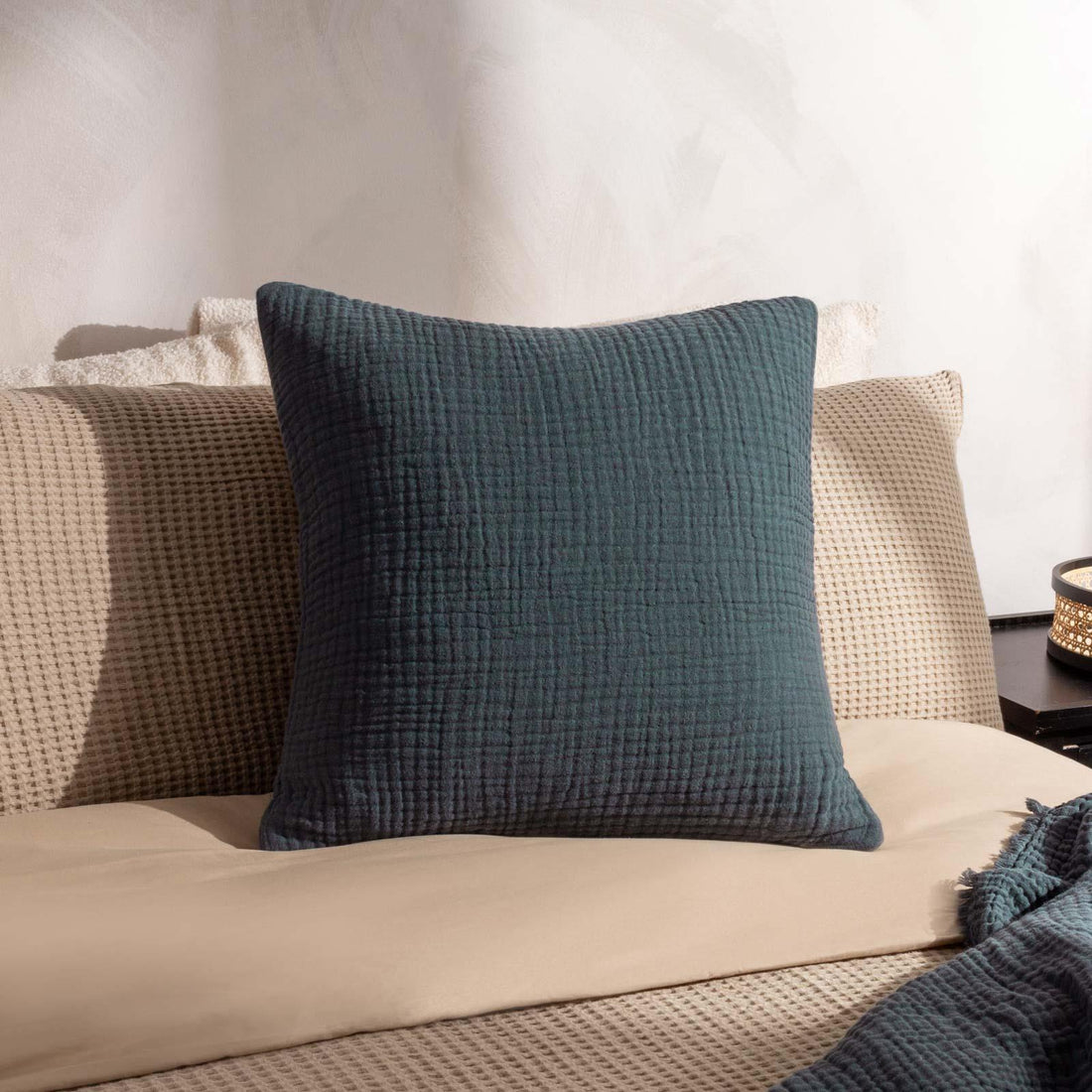 Lark Muslin Crinkle 100% Cotton Dusk Cushion Cover 45cm x 45cm
