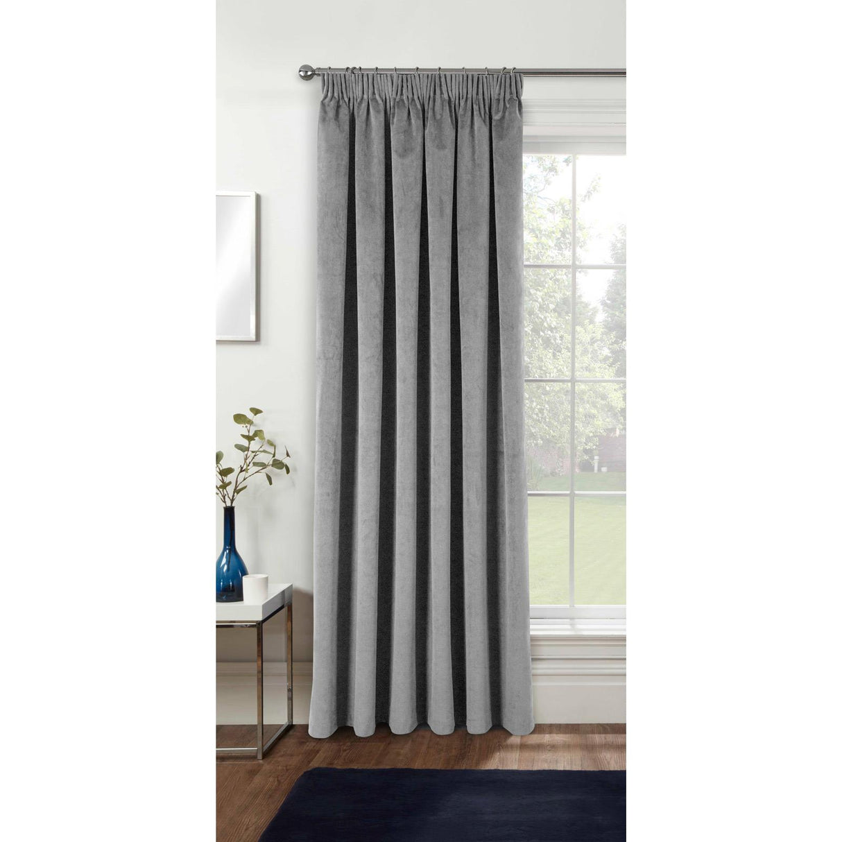 Oxford Velvet Blackout Pencil Pleat Door Curtain 66" x 84" by Enhanced Living