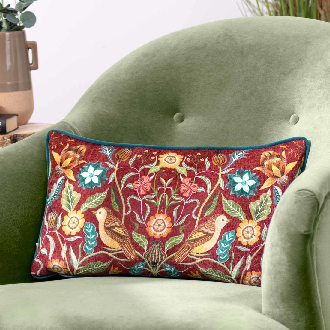 Hawthorn Birds Velvet Cushion Cover 30cm x 50cm