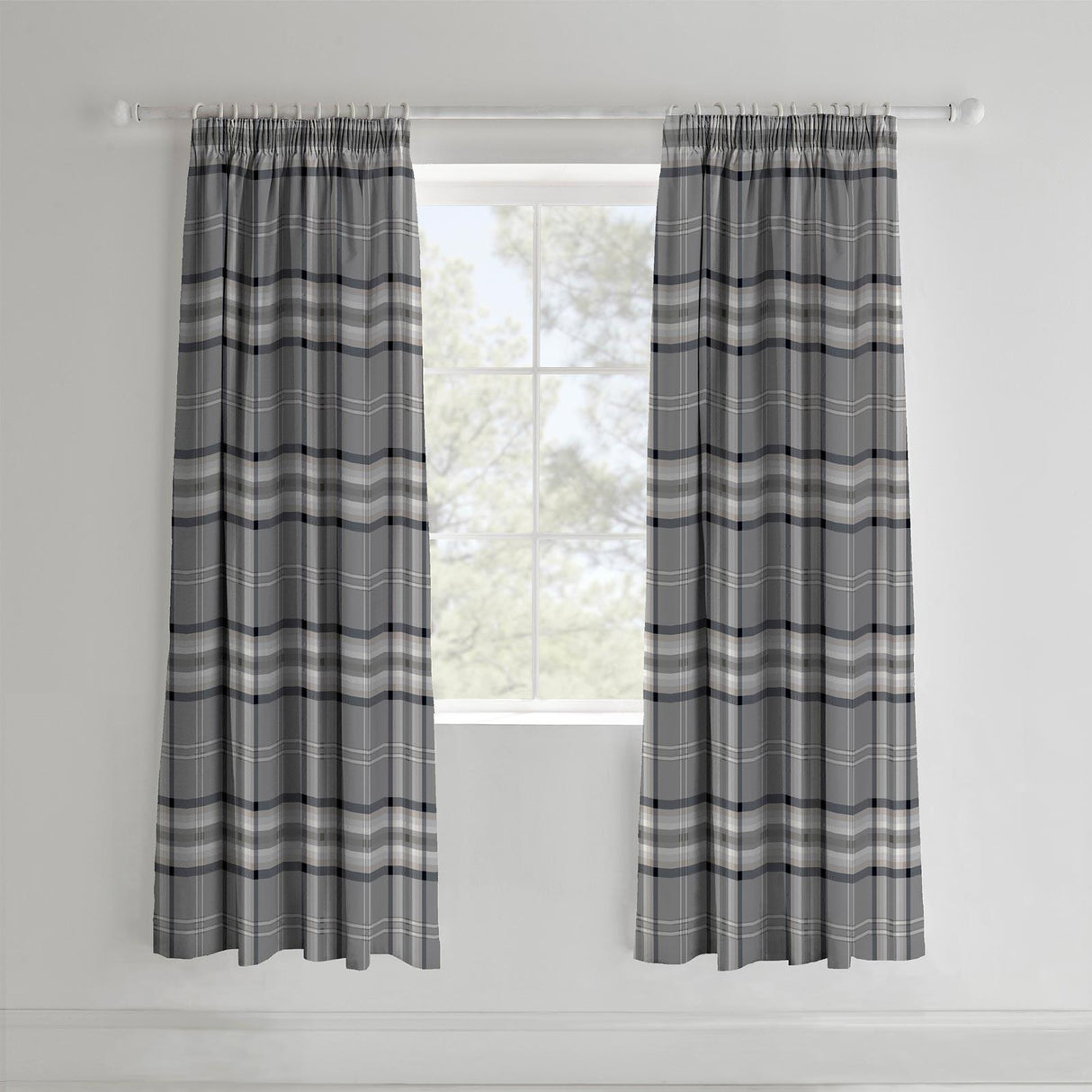 Kelso Check Tape Top Pencil Pleat Curtains by Catherine Lansfield