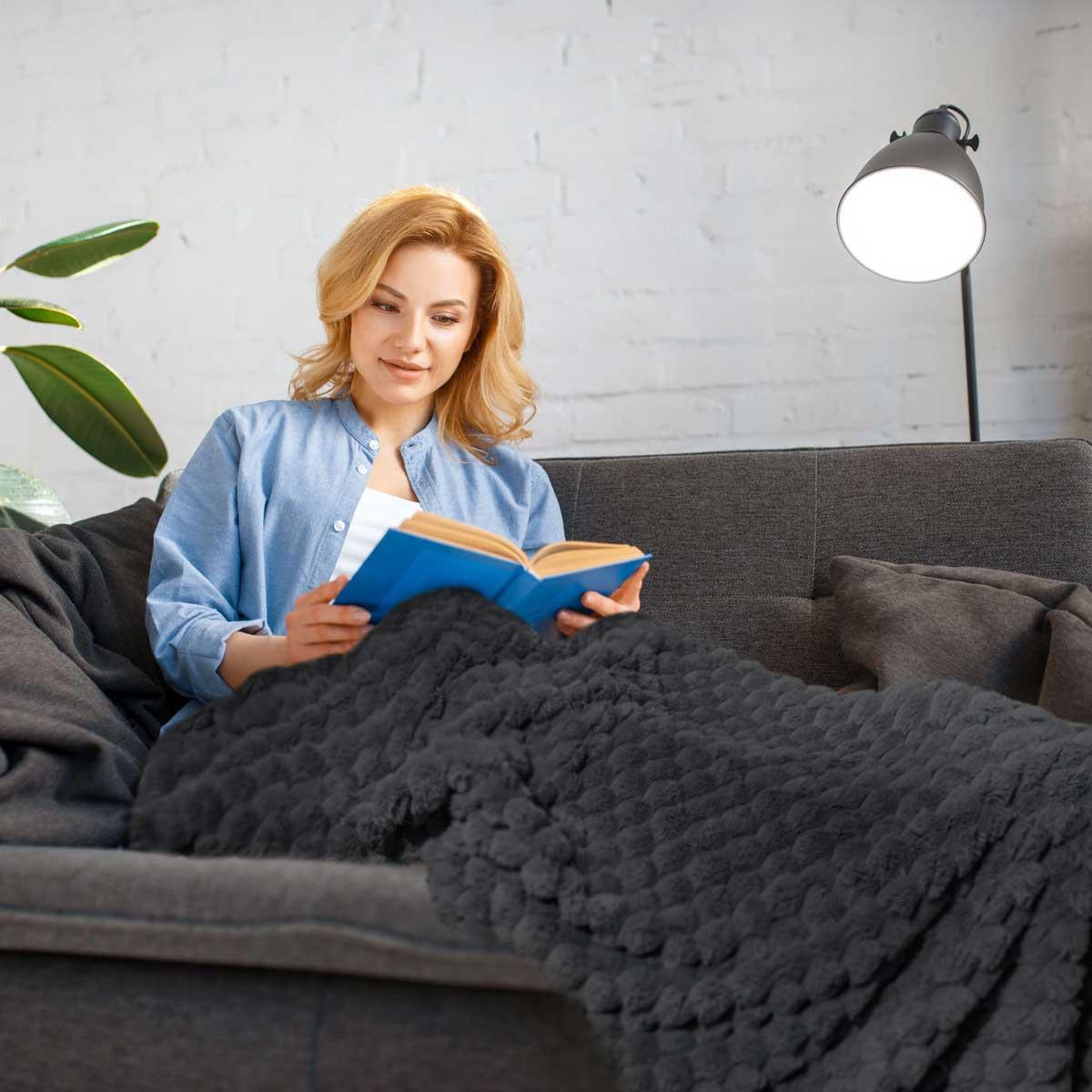 Lush Luxurious Fluffy Faux Rabbit Fur Throw Blanket by Emma Barclay