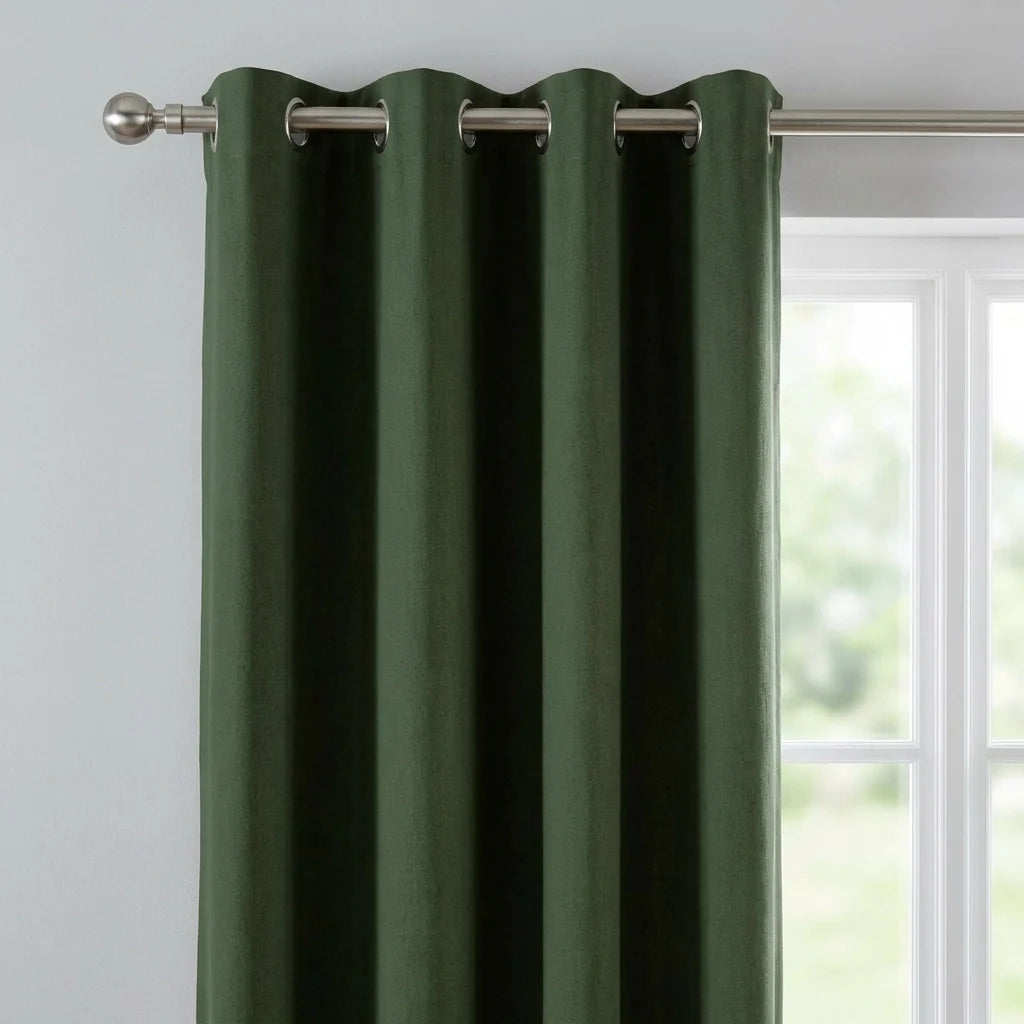 Cannes Lined Blackout Eyelet Curtains - Bottle Green image 2