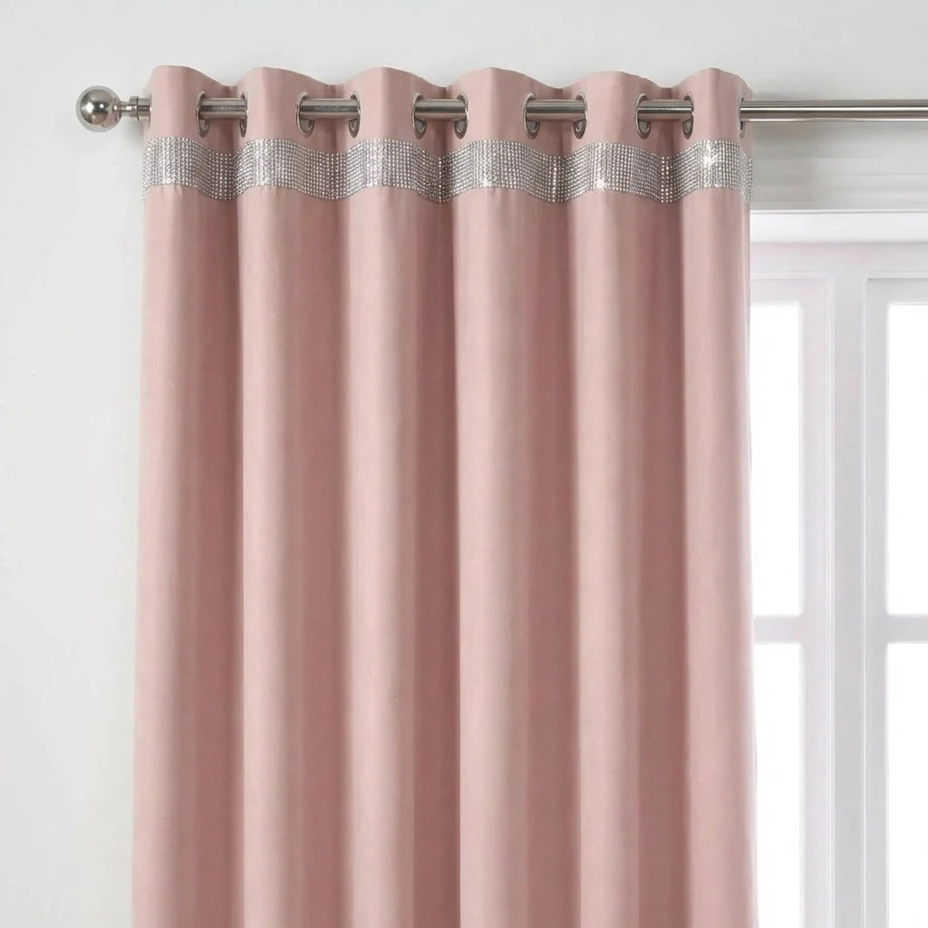Palace Blockout Eyelet Curtains - Blush Pink image 2