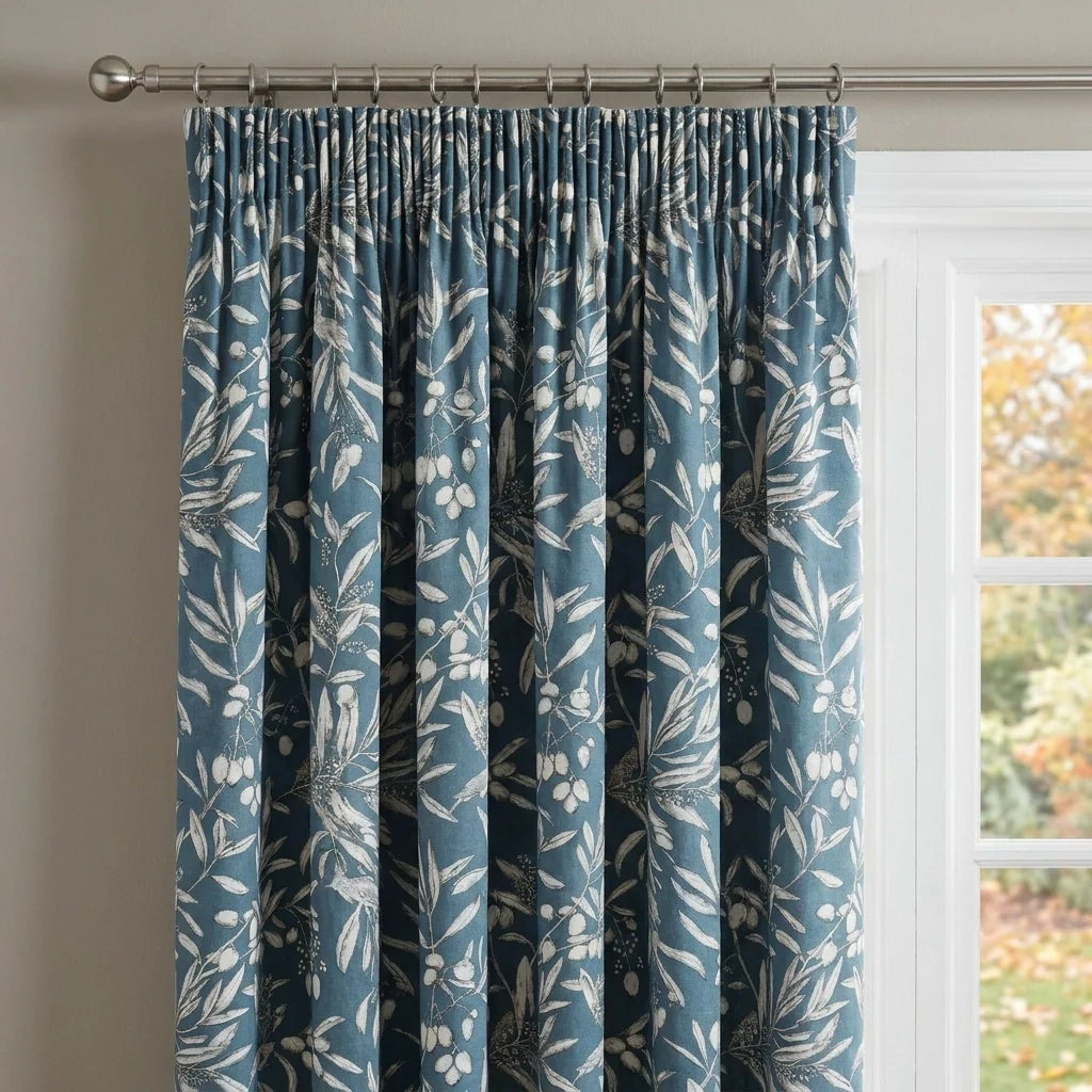 Aviary Tape Top Pencil Pleat Curtains - Bluebell image 2