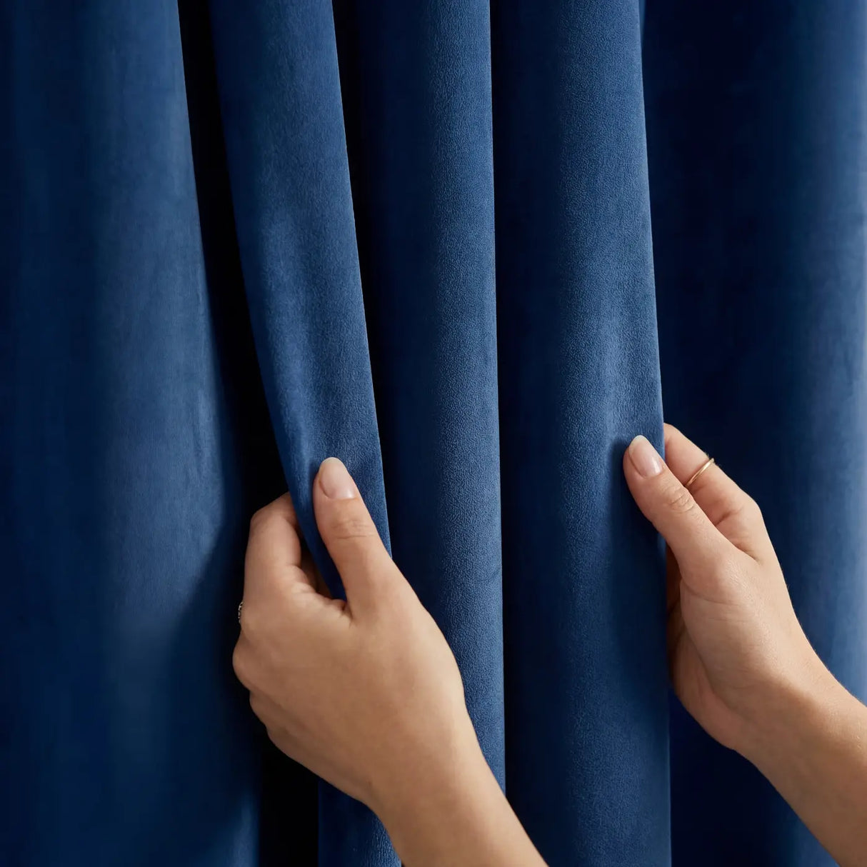 Velvet Blackout Eyelet Curtains - Navy image 3
