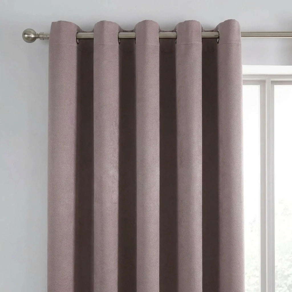 Strata Thermal Dim Out Woven Eyelet Curtains Pair - Blush image 3