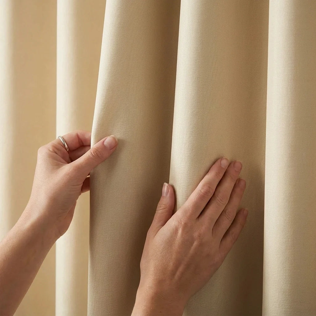 100% Blackout Eyelet Curtains - Cream image 3