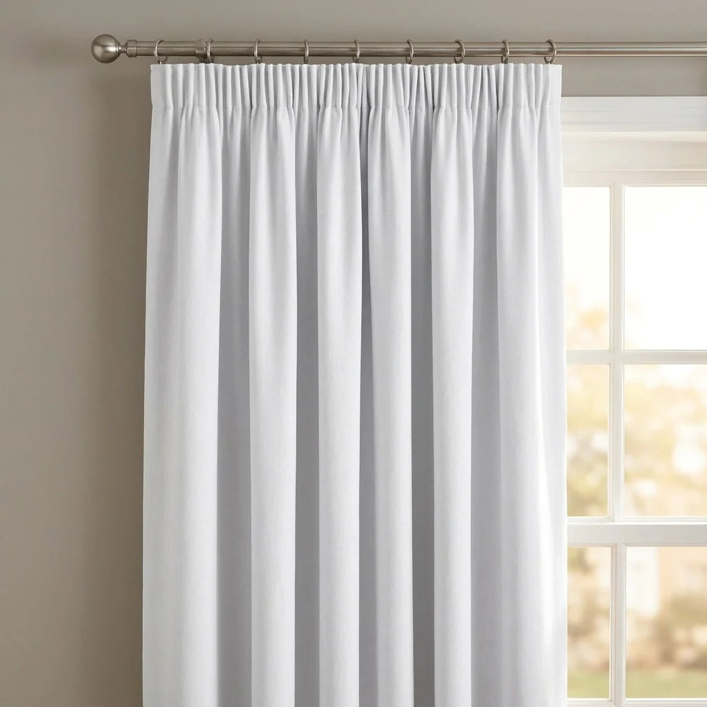 Dijon Blackout Thermal Tape Top Pencil Pleat Curtains - White image 2