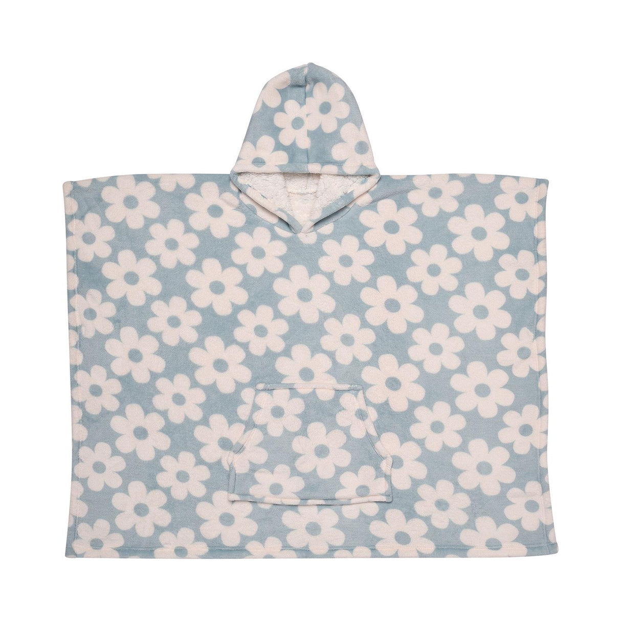Bedlam Retro Flower Sherpa Fleece Cosy Kids Poncho Throw 5