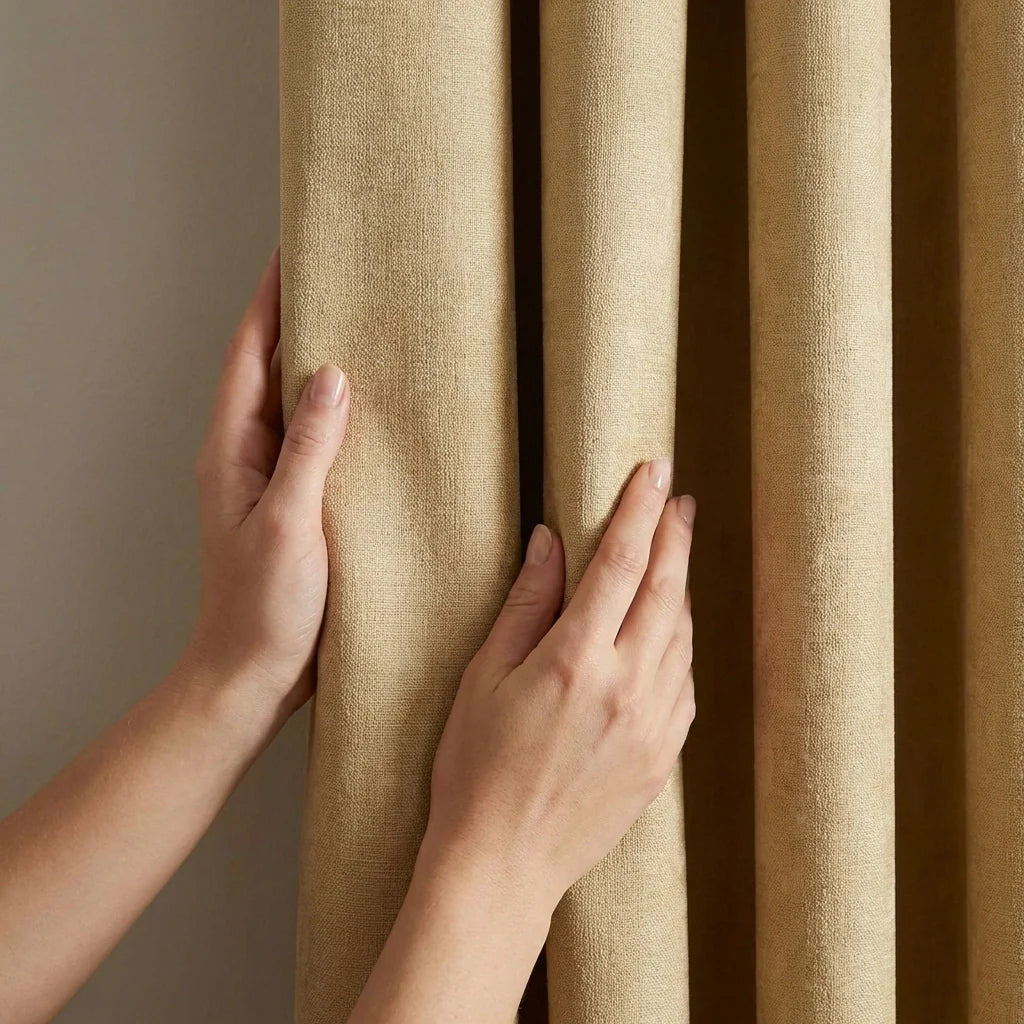 Strata Thermal Dim Out Woven Eyelet Curtains Pair - Ochre image 2
