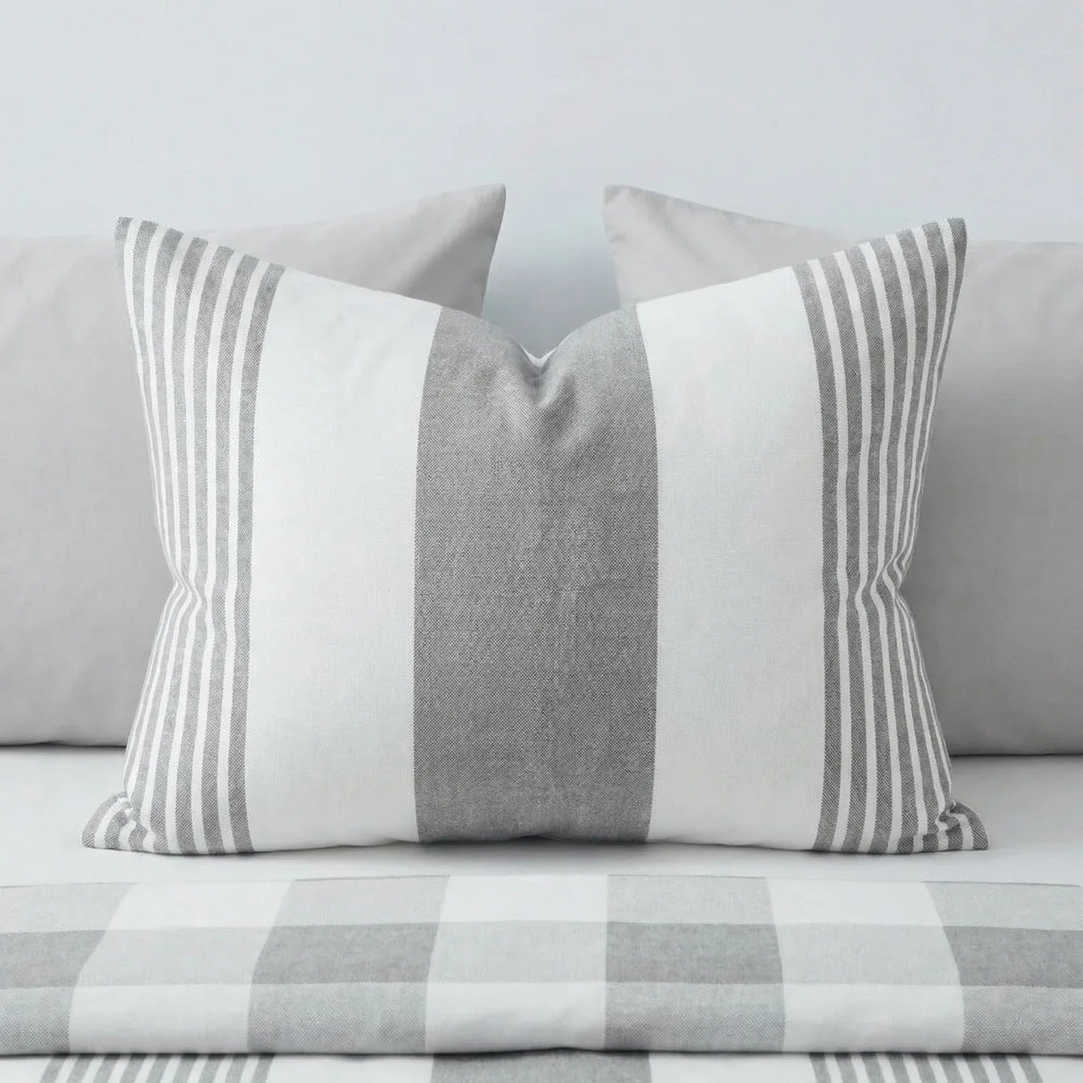 Chambray Stripe Duvet Cover Set - Silver Grey image 3