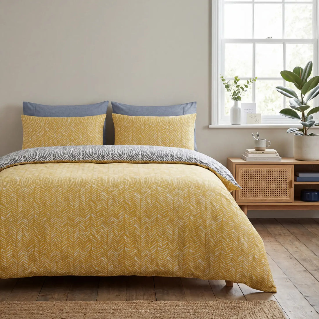 So Soft Helston Ochre Duvet Cover Bedding Set