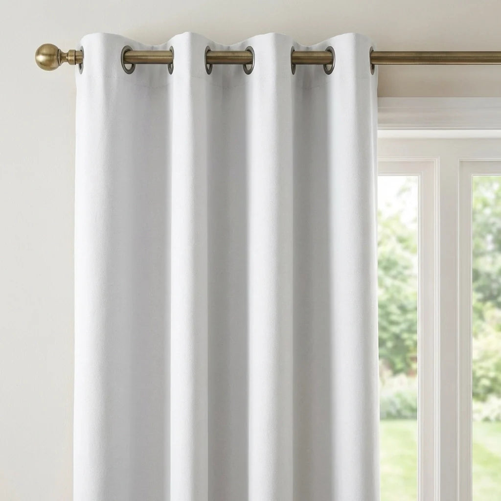 Sorbonne Cotton Lined Ready Made Eyelet Curtains - White image 2
