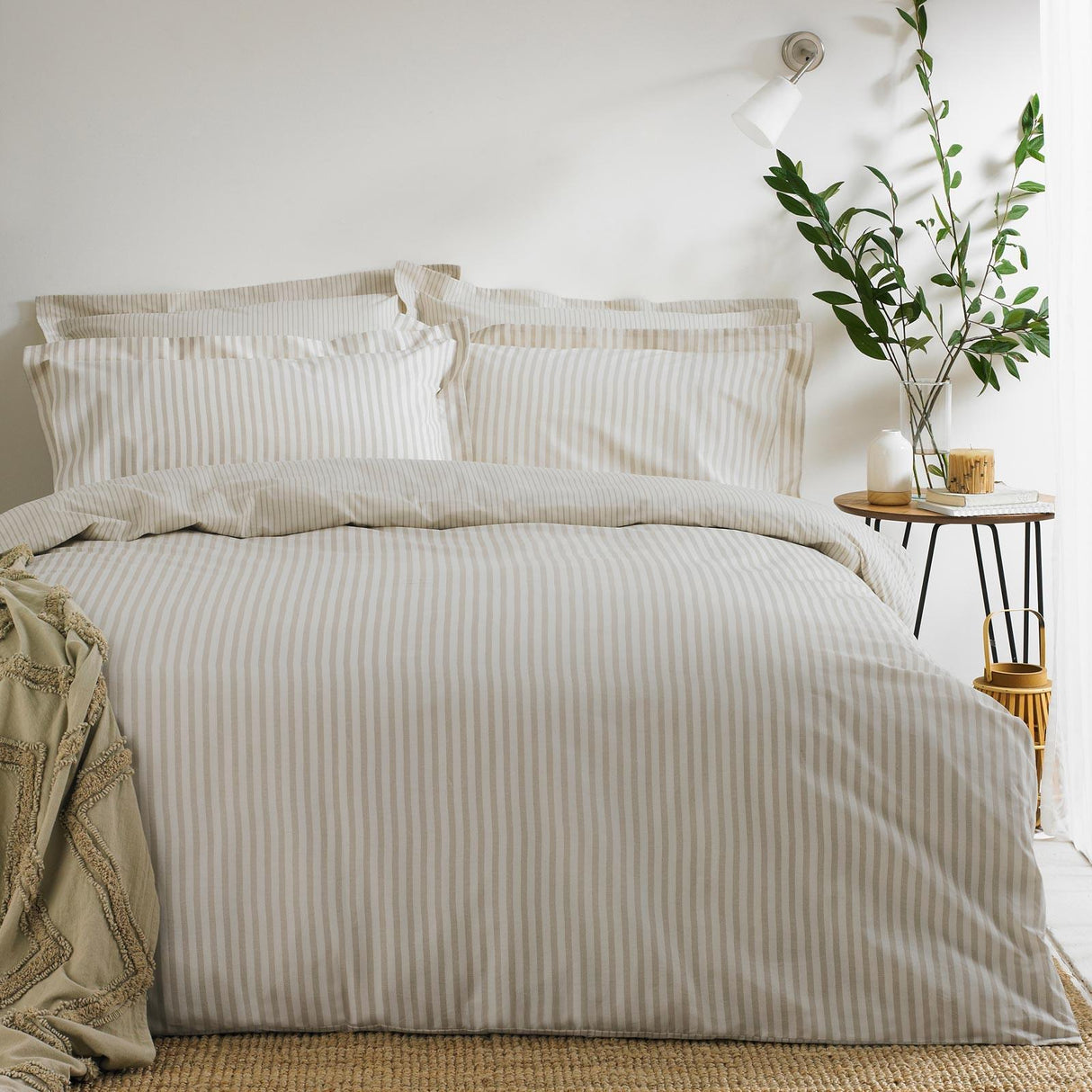 Hebden Mélange Stripe Duvet Cover Set - Natural