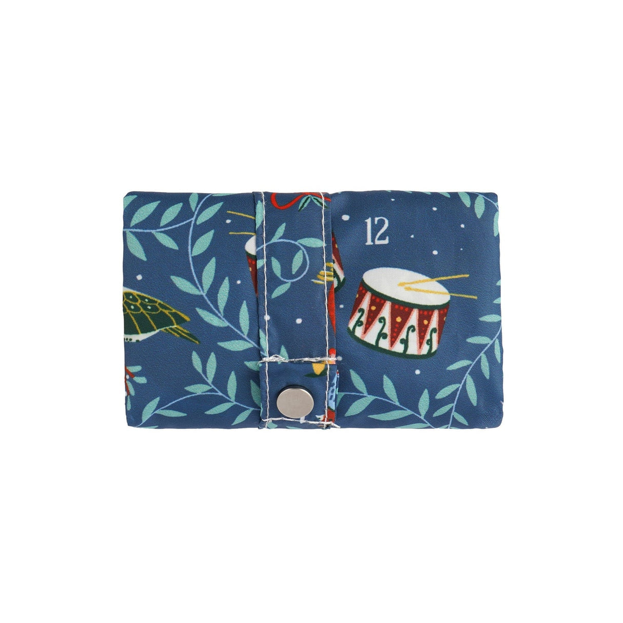 Ulster Weavers 12 Days of Christmas Packable Shopping Bag - 12 Days Of Christmas Foldable Tote Bag Medium In Blue 3