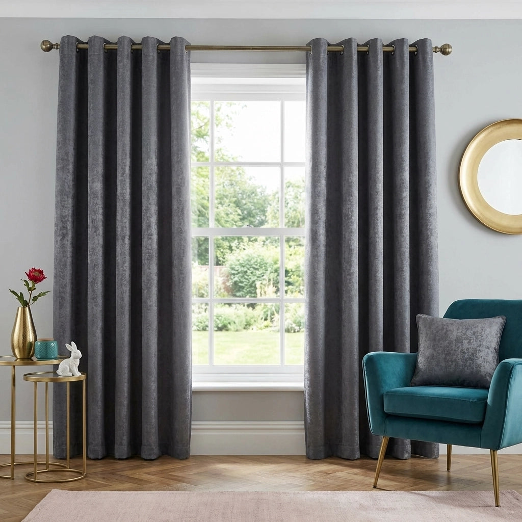 Strata Thermal Dim Out Woven Eyelet Curtains Pair 10