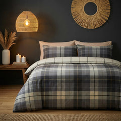 Lomond Check Blue 100% Cotton Flannelette Duvet Cover Bedding Set