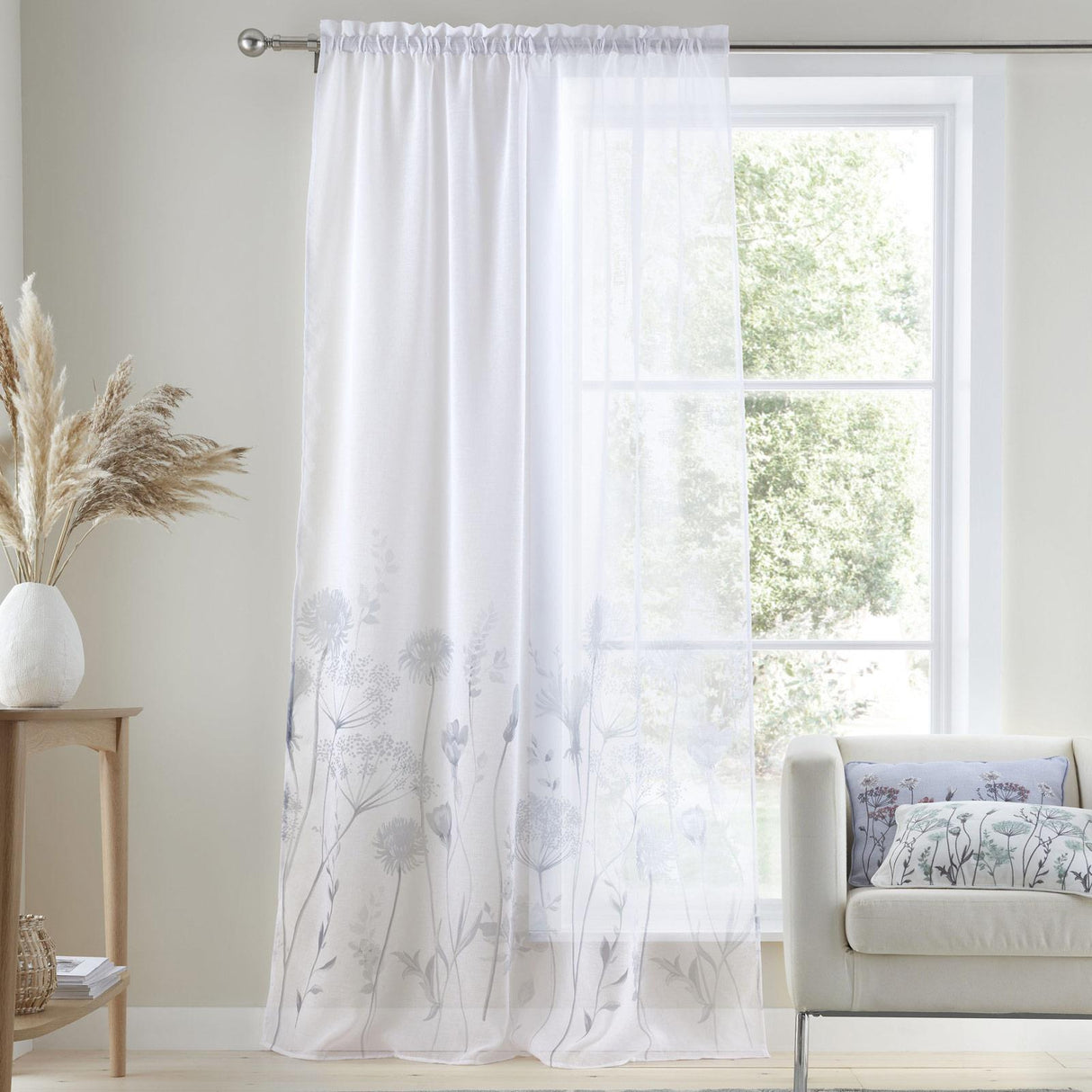Meadowsweet Floral Voile Curtain Panel by Catherine Lansfield