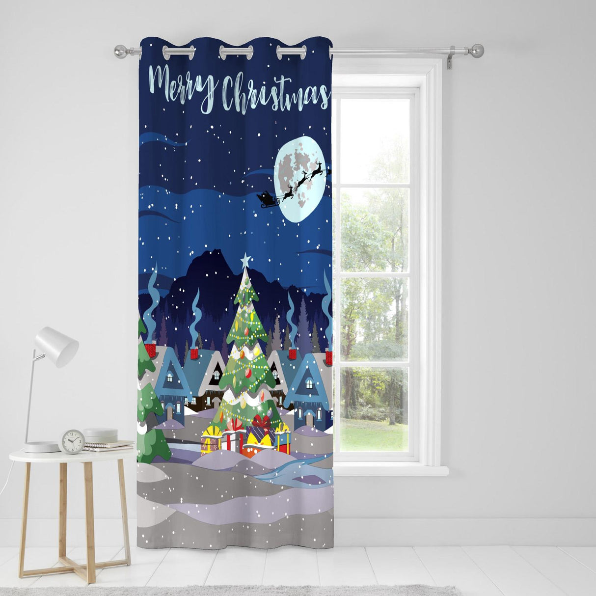 Merry Christmas Eyelet Curtain Panel by Bedlam