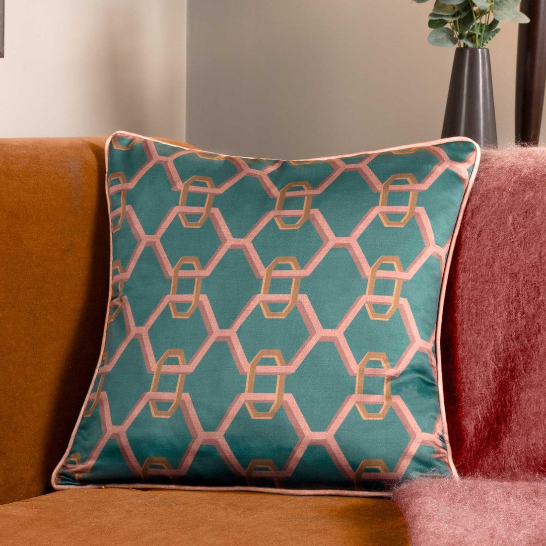 Carnaby Chain Teal Cushion Cover 45cm x 45cm