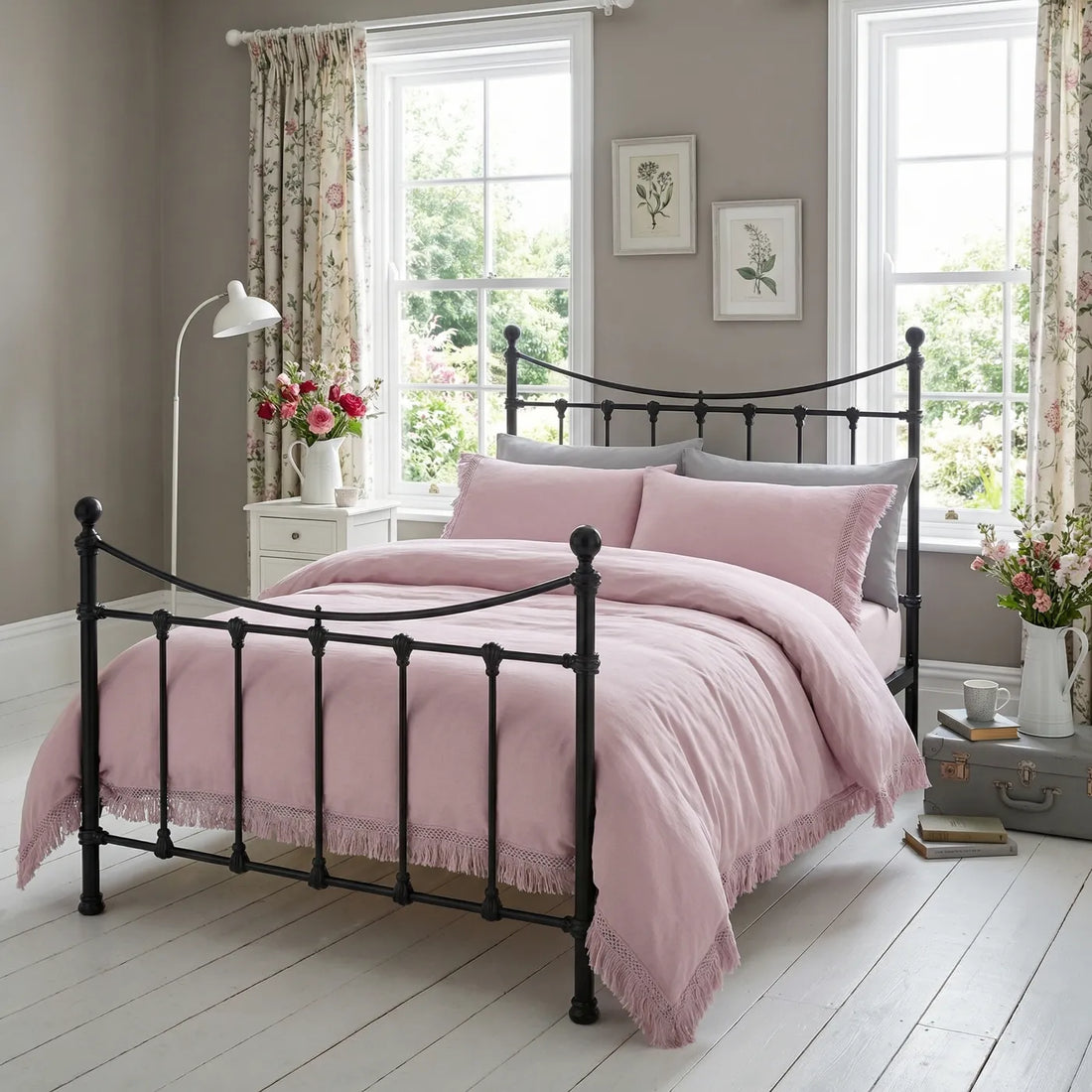 Tia Trellis Blush Duvet Cover Bedding Set