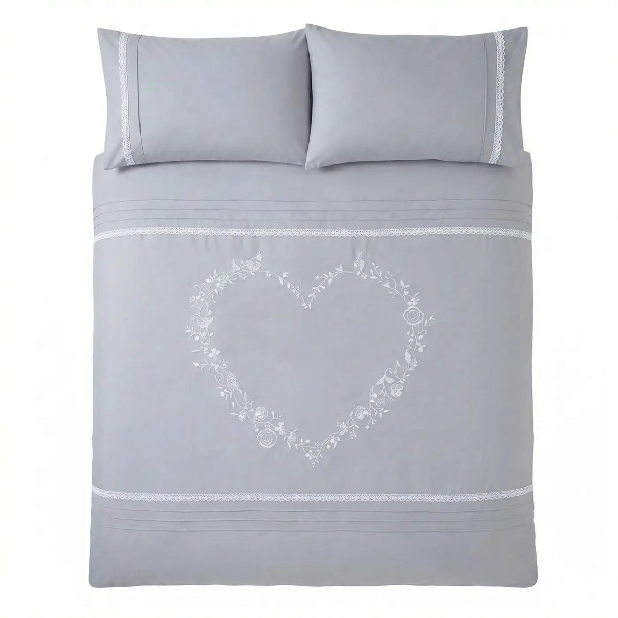 Heart Duvet Cover Set - Silver Grey image 4
