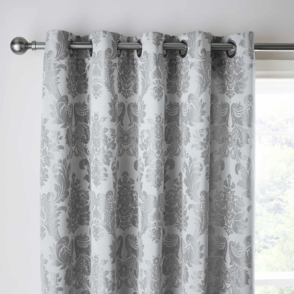 Damask Jacquard Eyelet Curtains by Catherine Lansfield