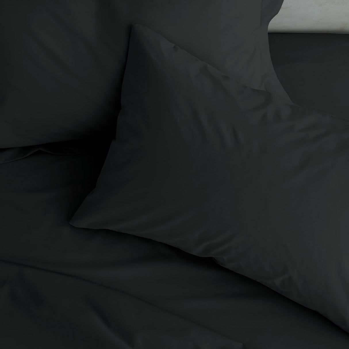 Catherine Lansfield Easy Iron Percale 25cm Deep Black Fitted Sheet - Easy Iron Percale Black