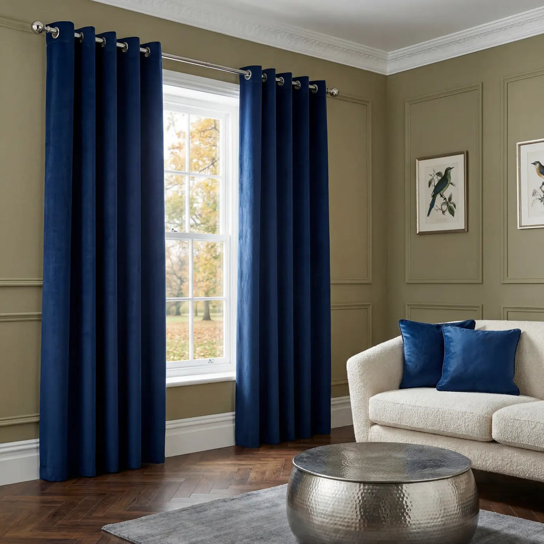 Navy Velvet Thermal Blackout Eyelet Curtains
