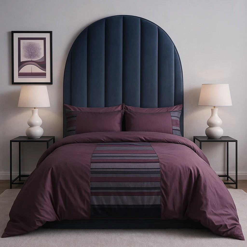 New York Faux Silk Aubergine Duvet Cover Bedding Set