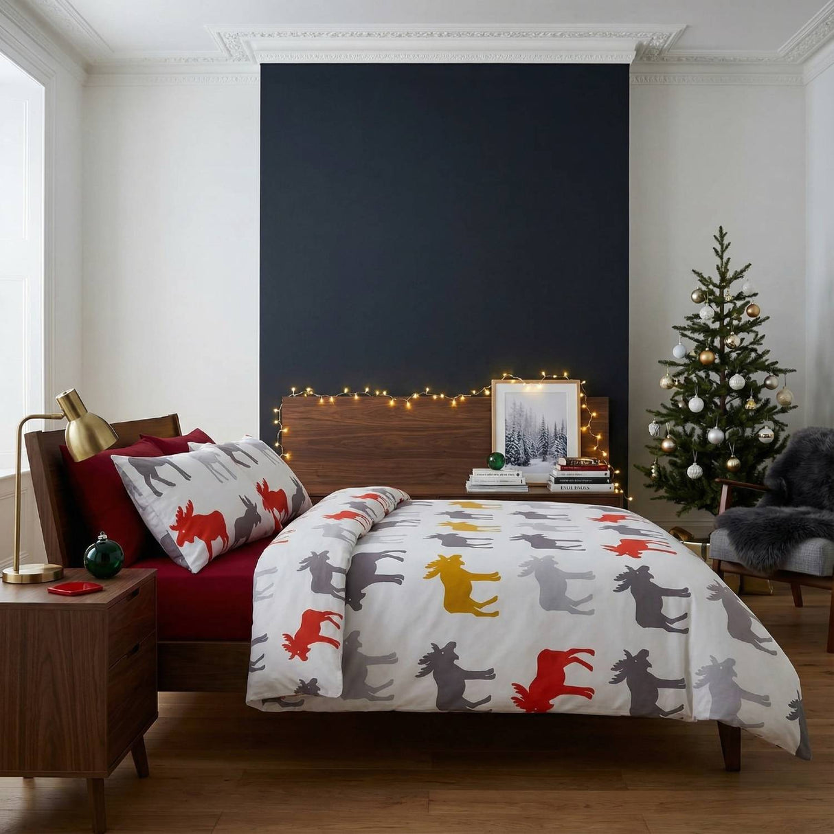 Moose Flannelette Duvet Cover Set Ochre by Rapport Home