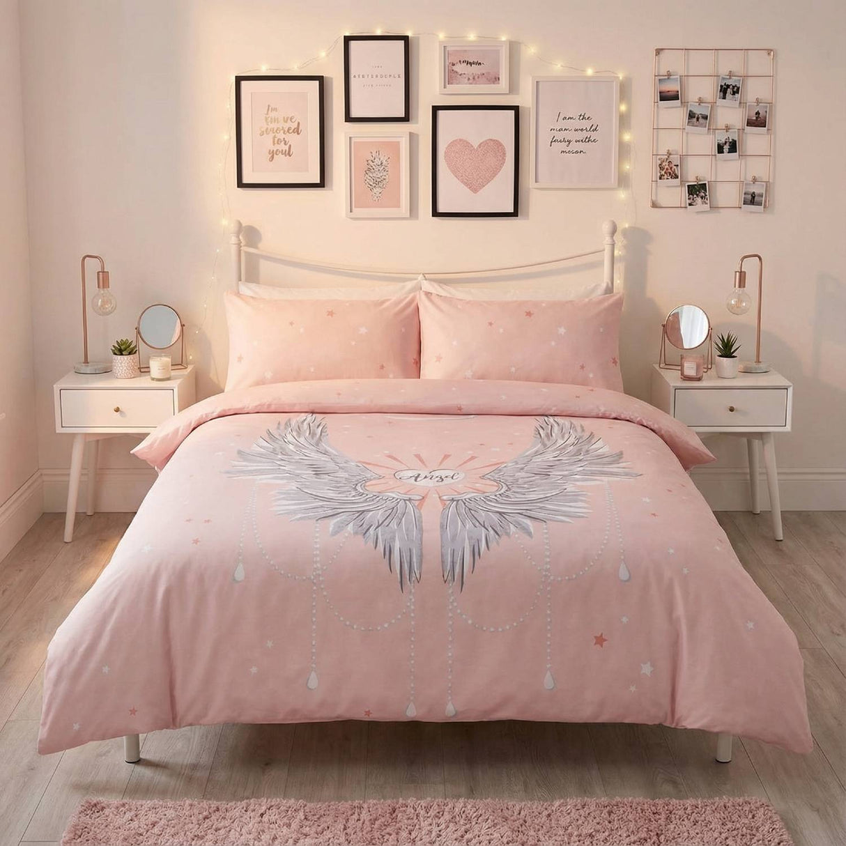 Angel Wings Duvet Cover Set Blush by Rapport Home