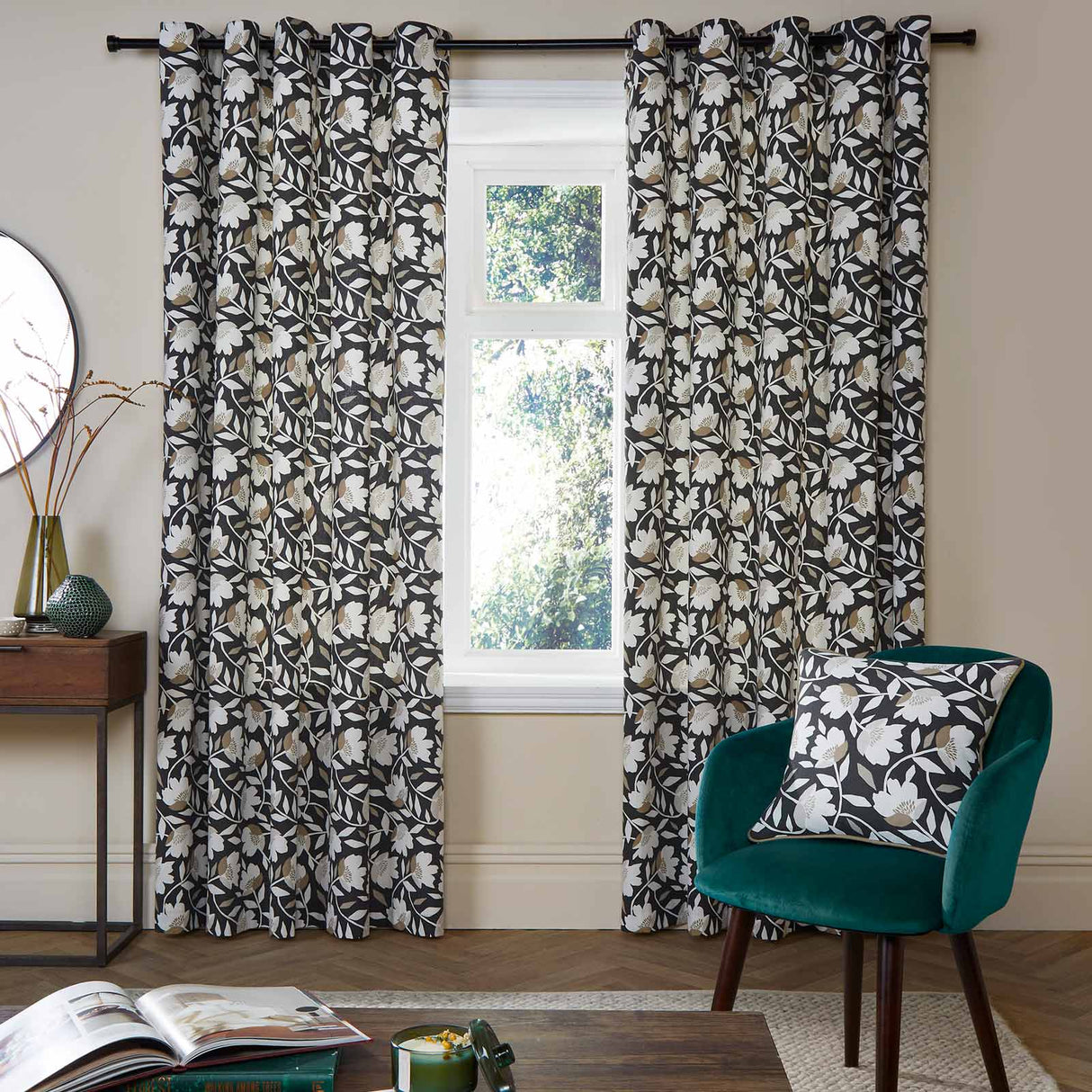 Luna Floral Eyelet Curtains by Fusion