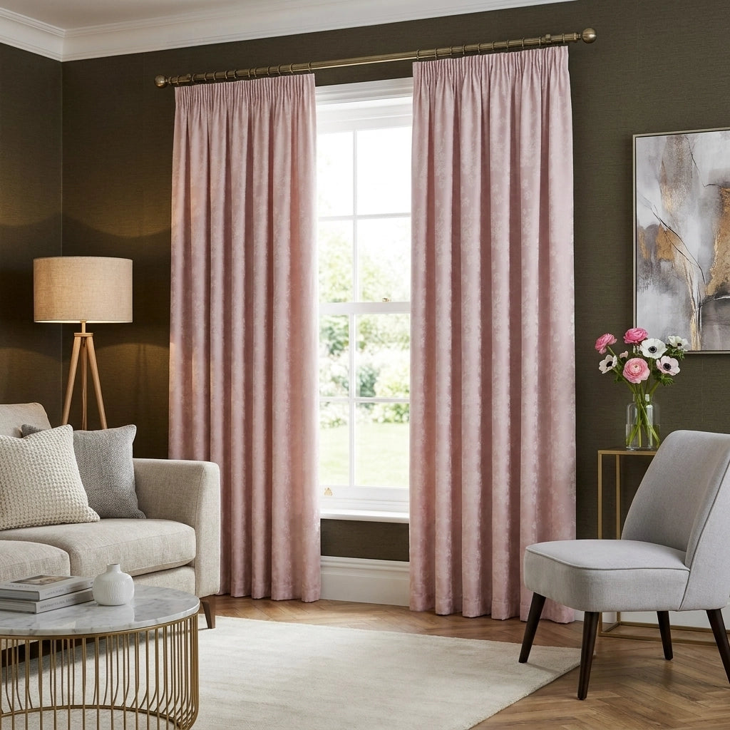 Blossom Jacquard Pencil Pleat Ready Made Curtains 1