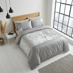 Silver Velvet Duvet Cover Bedding Set