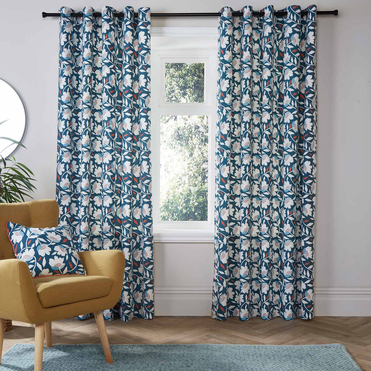 Luna Floral Eyelet Curtains by Fusion