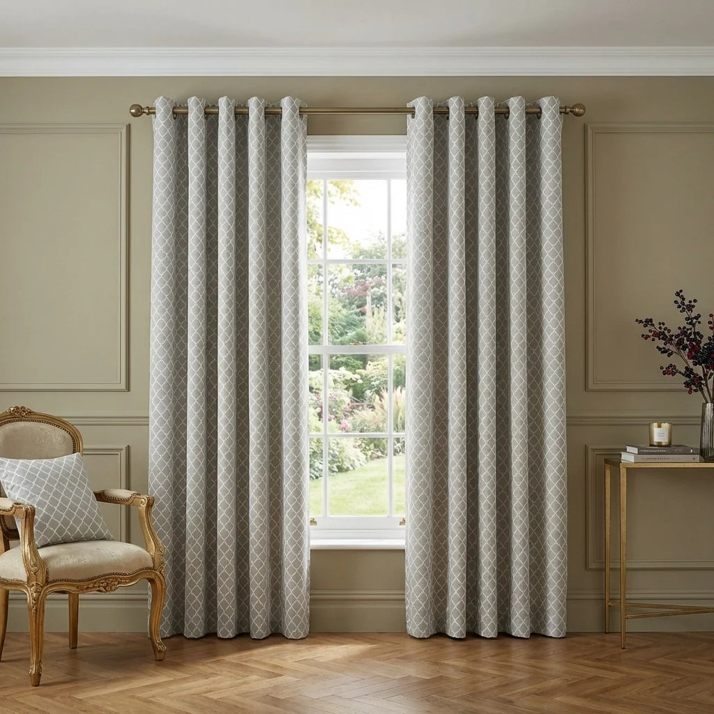 Cotswold Jacquard Latte Eyelet Curtains