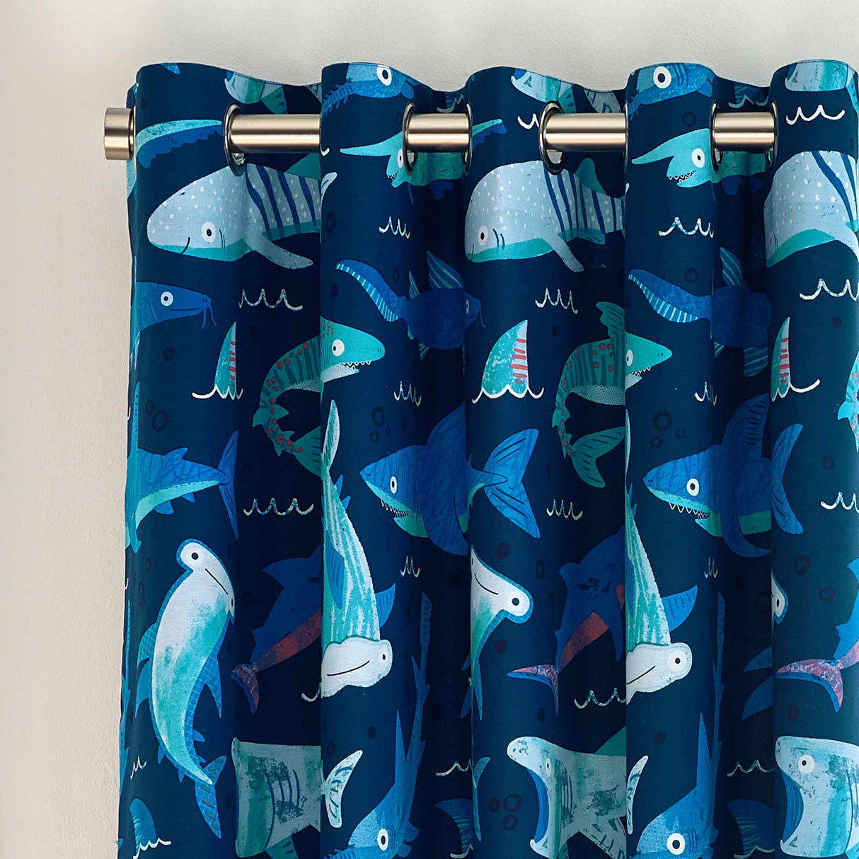 Jawsome Shark Eyelet Curtains by Catherine Lansfield