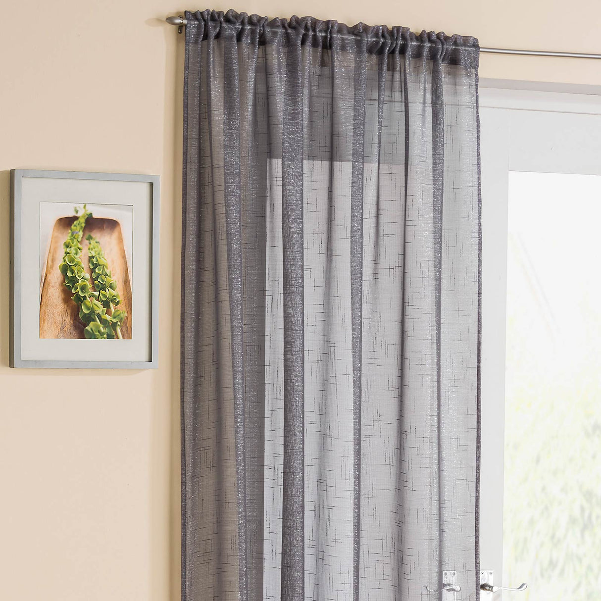 Casablanca Voile Curtain Panel Grey Voile Curtain Tyrone Textiles 54'' x 48''