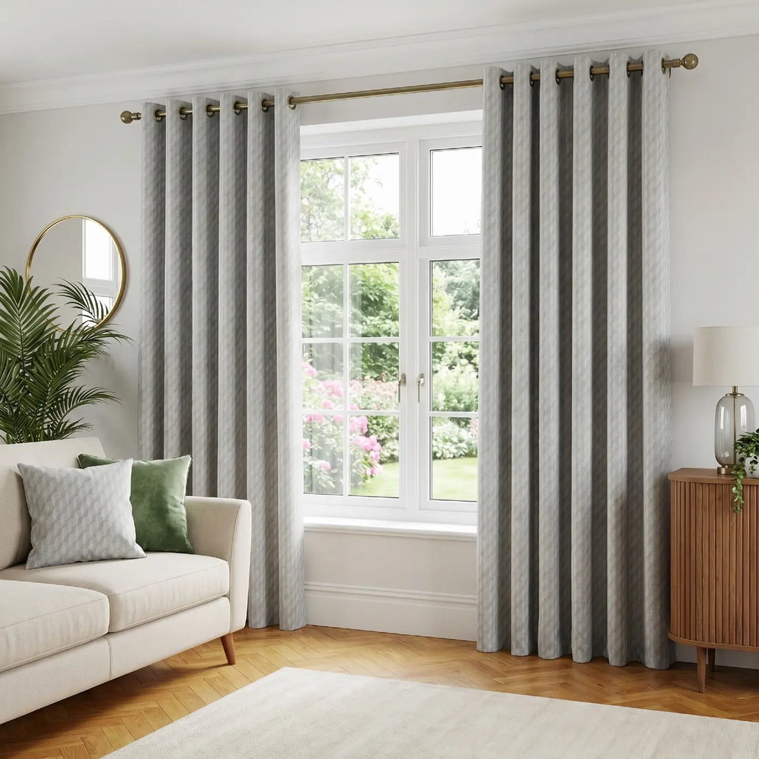 Tokyo Grey Velvet Dimout Eyelet Curtains Embossed