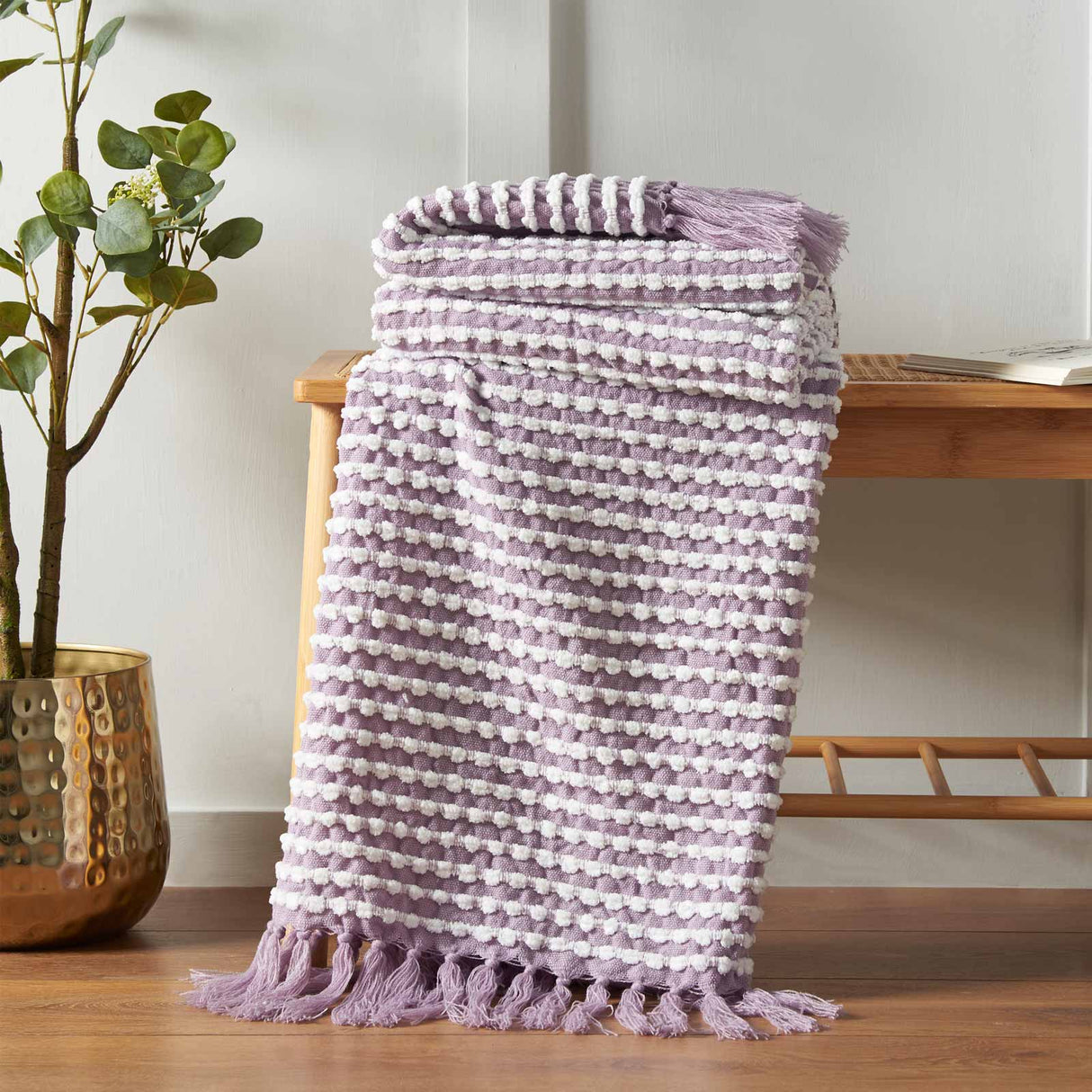 Stab Stitch Throw Blanket 125cm x 150cm by Catherine Lansfield