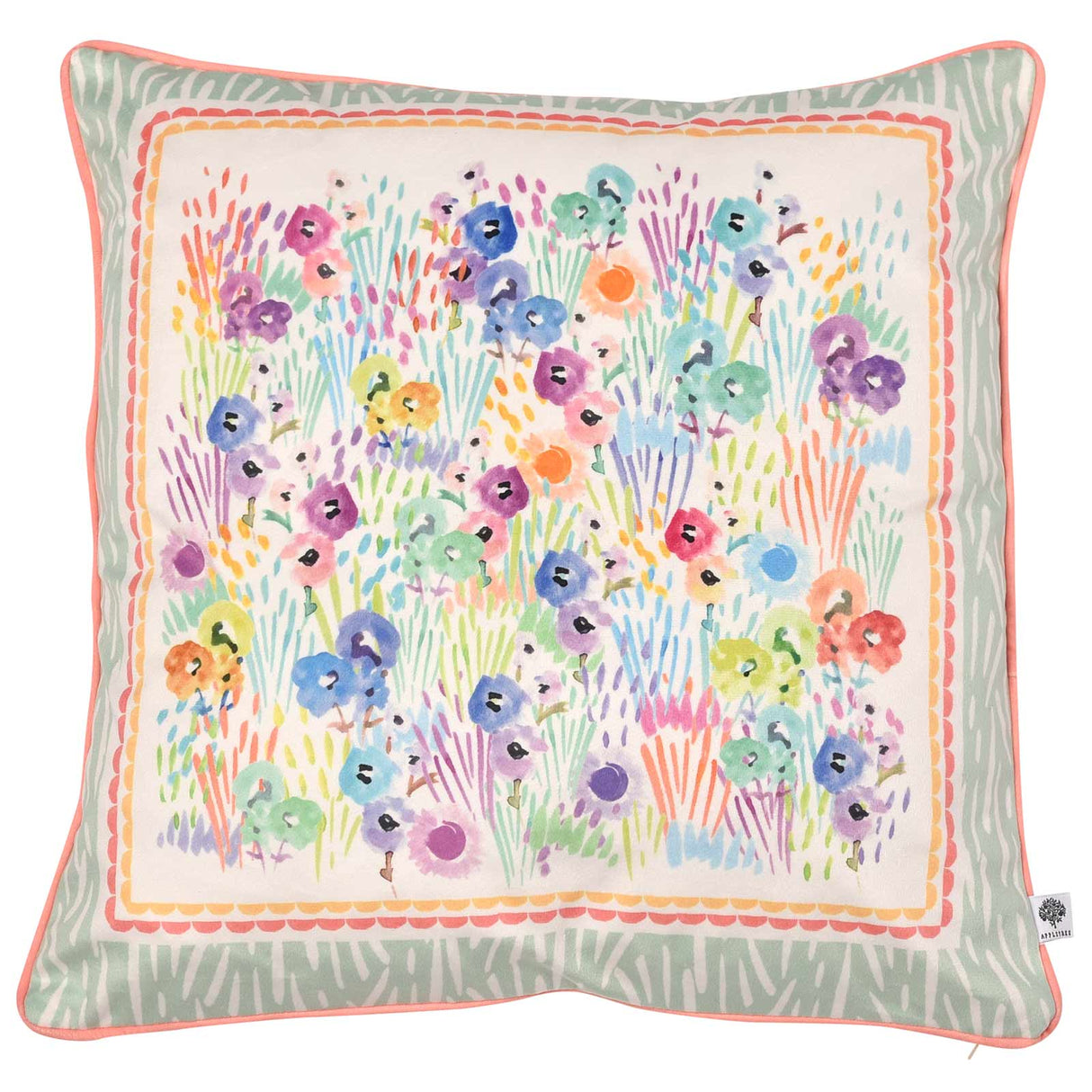 Appletree Style Lola Floral Velvet Orange Filled Cushion 2