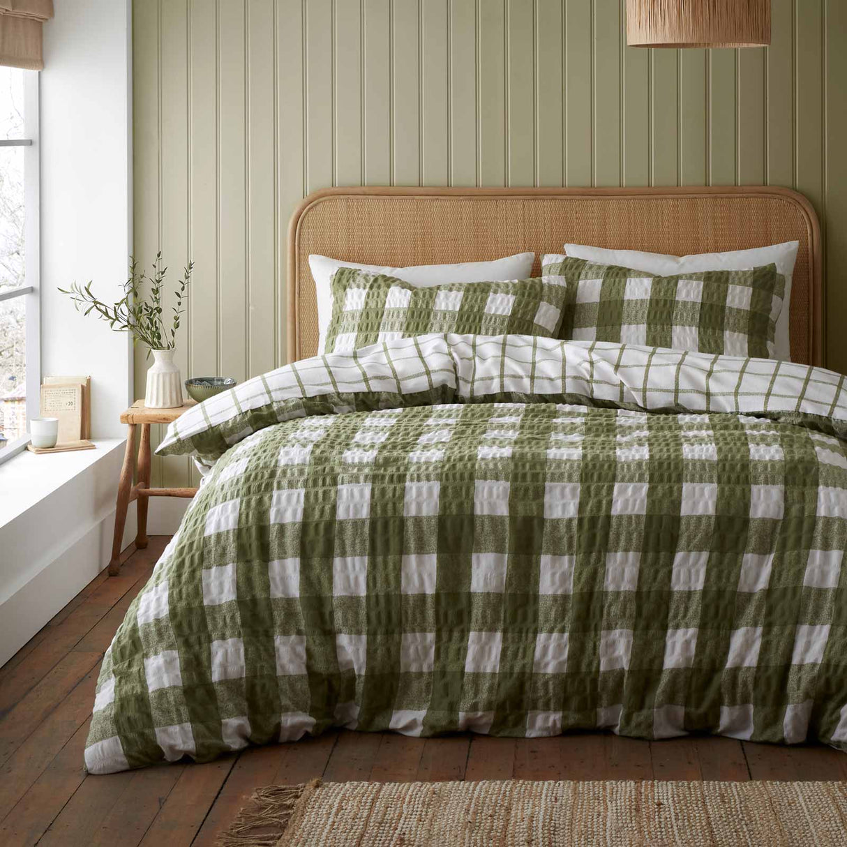 Brushed Seersucker Gingham Duvet Cover Set by Catherine Lansfield