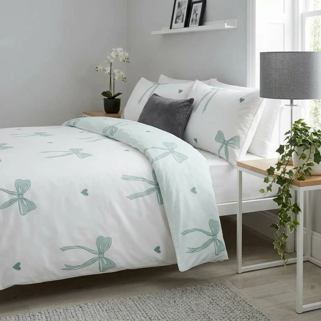 Bows Green Duvet Cover Bedding Set