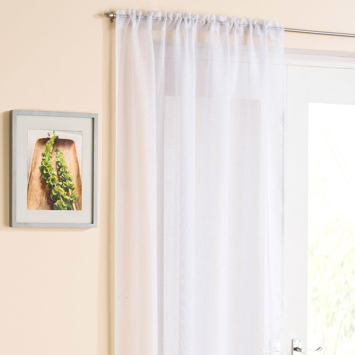 Casablanca Voile Curtain Panel White Voile Curtain Tyrone Textiles 54'' x 48''