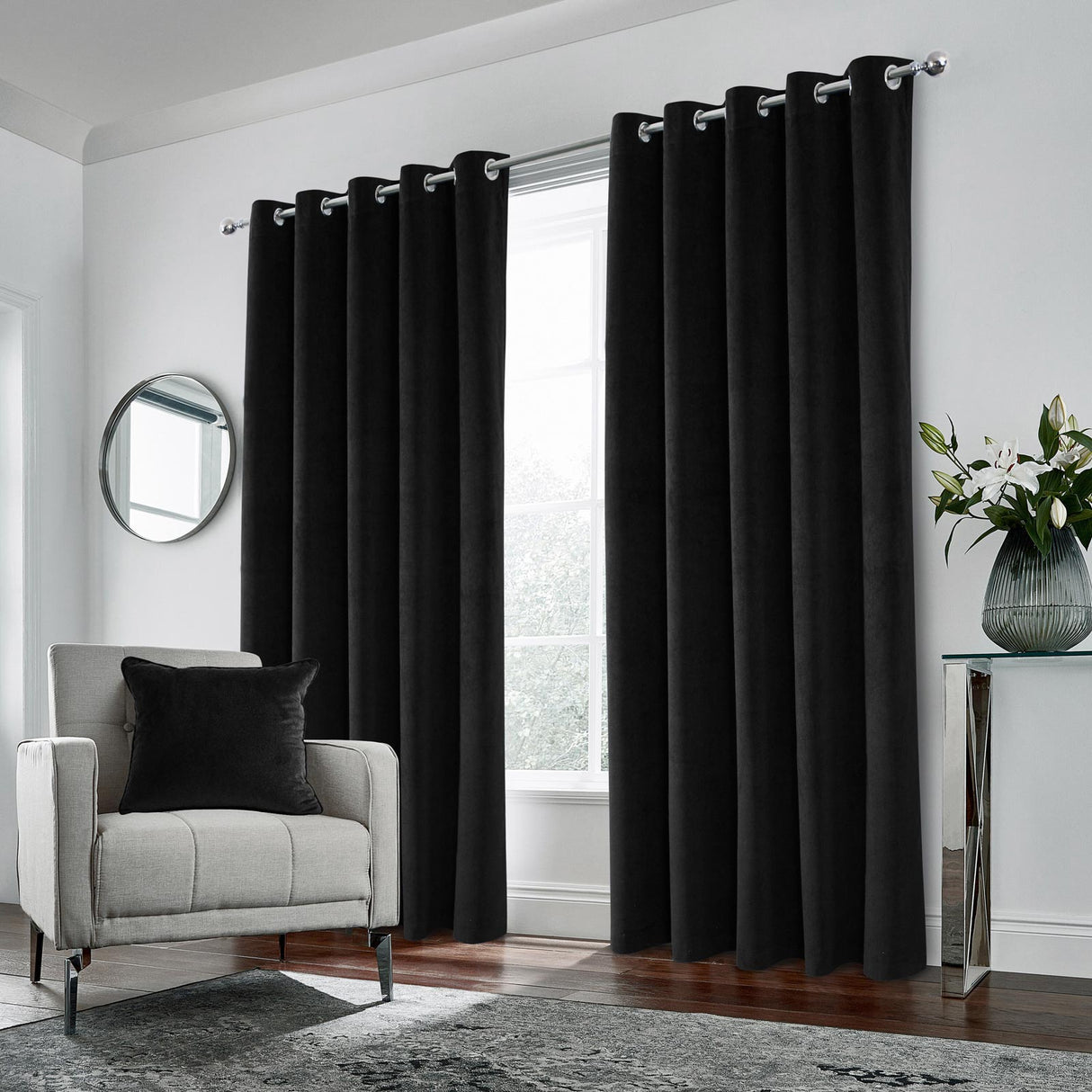 Hampton Velvet Blackout Eyelet Curtains by Enhanced Living