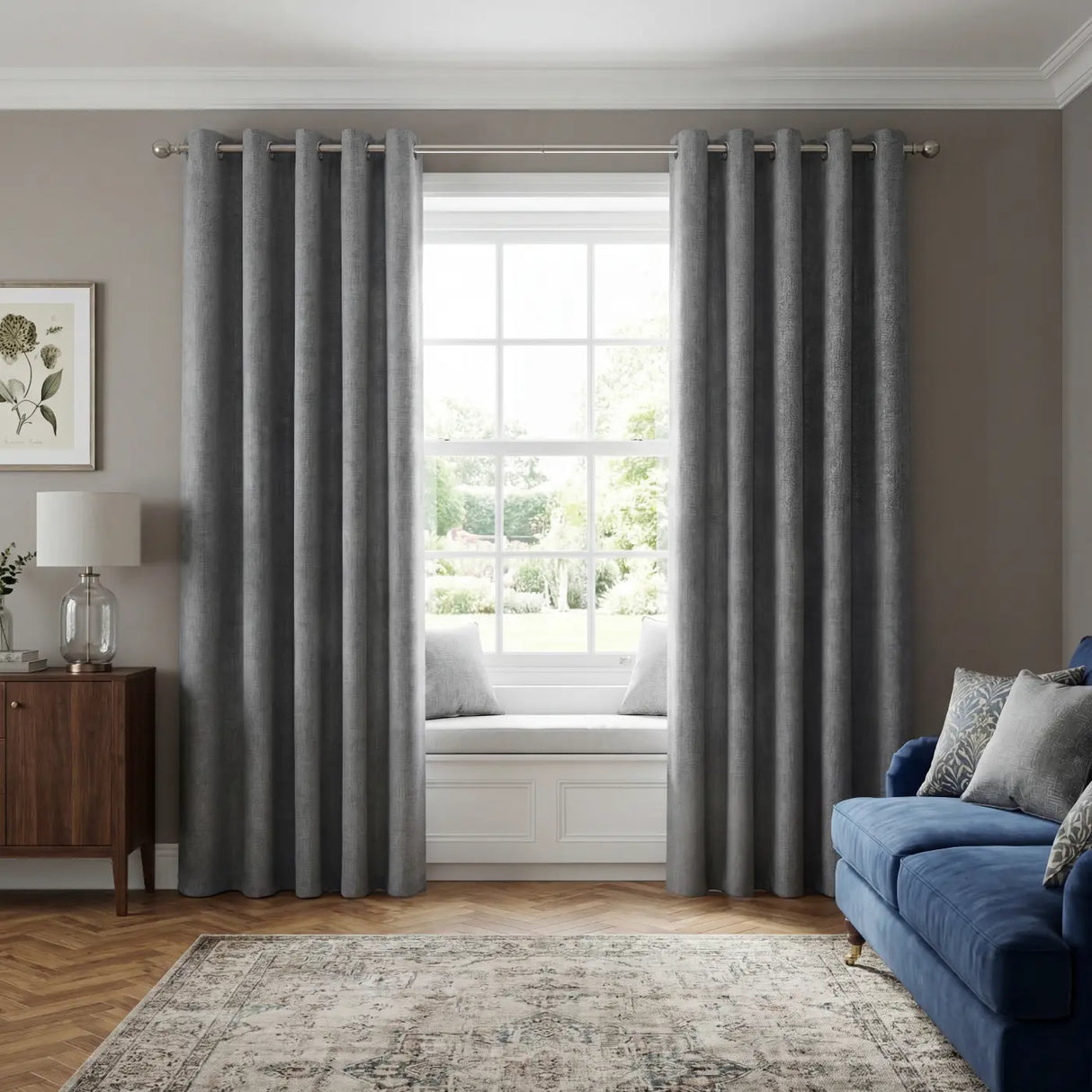 Vogue Thermal Eyelet Dimout Curtains - Grey